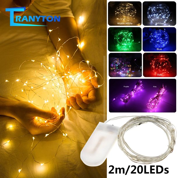 1pcs 2m 20led LED cadena de luces de hadas Lampu bercuti funciona con pilas colorido para decoración de fiestas