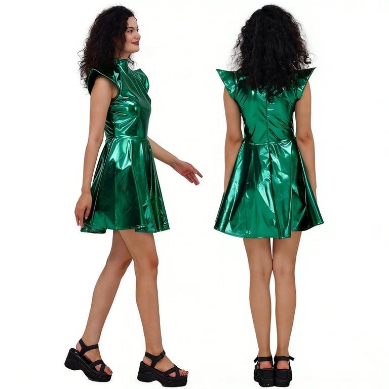 fashion forward cocktail dresses Skin Friendly Metallic Glazed Leather Dress For Ladies Party Dress Costume division:play Short/Mini;Silhouette Denim Forum The '90s Mini dress Size:UK 10 / EU 44 / US 11