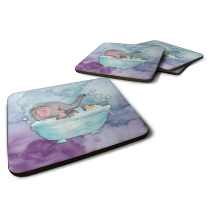 

Carolines Treasures BB7346FC Elephant Bathing Watercolor Foam Coaster Set of 4 3 1/2 x 3 1/2 multicolor