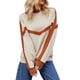 thumbnail image 4 of Women Pullover, Cotton Comfortable Stylish Color Splicing Lone Sleeve Khaki Long Sleeve Casual Top For Home ANGGREK Otros, 4 of 5