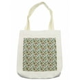 thumbnail image 1 of Floral Tote Bag, Hand Drawn Composition with Fresh Colorful Foliage Leaves Spring Season Illustration, Cloth Linen Reusable Bag for Shopping Books Beach and More, 16.5" X 14", Cream, by Ambesonne, 1 of 2