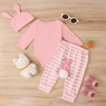 thumbnail image 5 of YunPes Toddler Girl Easter 3Pcs Outfits Bunny Egg Print Long Sleeve Round Neck Romper +Pants + Hat My First 1st Easter Clothes, 5 of 7