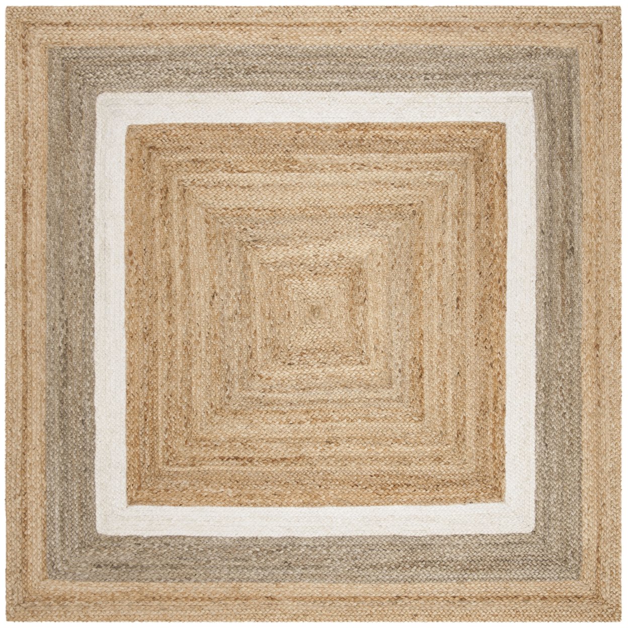 SAFAVIEH Natural Fiber Darrin Geometric Braided Jute Area Rug, Natural/Grey/Ivory, 5' x 8'