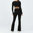 thumbnail image 4 of Women's Sexy Stretchy Long Sleeve Square Neck Jumpsuits Solid Outfits Clubwear Rompers Jumpsuits Bootcut Flare Pants, 4 of 7