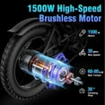 thumbnail image 6 of Electric Bike for Adults,1500W 30MPH,48V 15.6AH 20-70 Miles Mountain Bike ,20'' Fat Tire 7 Speed Electric Bicycle UL2849, 6 of 7