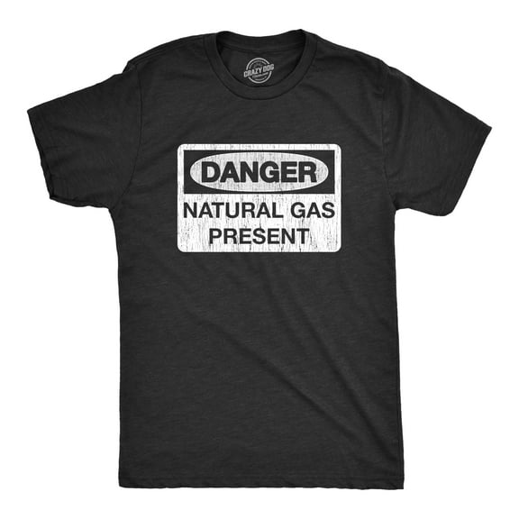 Mens Danger Natural Gas Present T Shirt Funny Farting Toilet Humor Graphic Tee Graphic Tees
