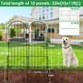 thumbnail image 4 of BSHAPPLUS® Garden Fence 10 Pack ,32in (H) x 11ft (L) Metal Fence,Rustproof Decorative Fence,Animal Wire Fence,Wrought Iron Fence, Outdoor Picket Fencing No-Dig for Yard, Lawn and Patio Borders, 4 of 11