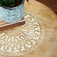 thumbnail image 5 of DecMode 17" x 22" Brown Mango Wood Handmade Intricately Carved Floral Accent Table with Tripod Legs, 1-Piece, 5 of 14