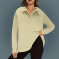 thumbnail image 2 of Quinlirra Womens Sweatshirt Design Women's Casual Fashion V-neck Long Sleeved Pullover Solid Color Top, 2 of 5