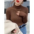 thumbnail image 4 of Suéteres de cuello alto de Cachemira suave para mujer, Jersey cálido de otoño e invierno, Tops ajustados, suéter de punto, Jersey liso para mujer, Tops, 4 of 4