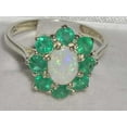 thumbnail image 4 of LBG British Made 14k White Gold Natural Opal & Emerald Womens Statement Ring - 33 size options - Size 10, 4 of 6