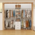 thumbnail image 3 of Closet System with Drawers, 5FT-8FT Custom Closet Organizer System 99" Walk in Wood Closet Storage System with 4 Expandable Hanging Rods Wall Mount White, 3 of 6