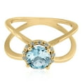 thumbnail image 5 of AoneJewelry 0.85 Carat 6MM Round Aquamarine and Diamond Ring In 10K Solid Rose, White & Yellow Gold, 5 of 5