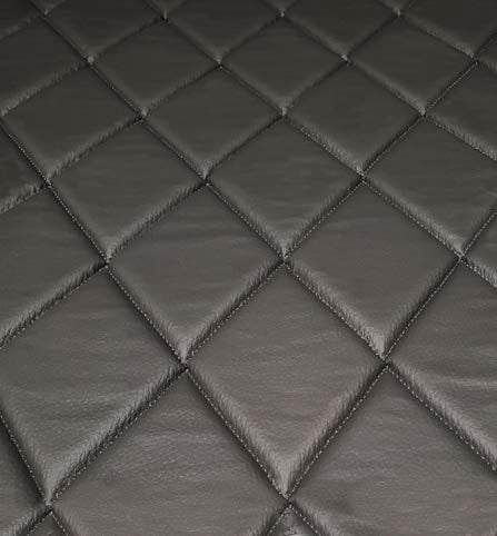 Quilted Vinyl Padded Upholstery Fabric w 3/8" Foam Backing Smooth 4"x6" Diamond /58" Wide/Continuous Yard/ Boat Seat Fabric, Headboard Fabric, Bar Stool Cover Material, DIY Upholstery (Gray)