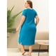 thumbnail image 4 of Women's Plus Size Nightgown Cat Print with Pocket Sleep Dress Sleepwear Peacock Blue 1X, 4 of 5