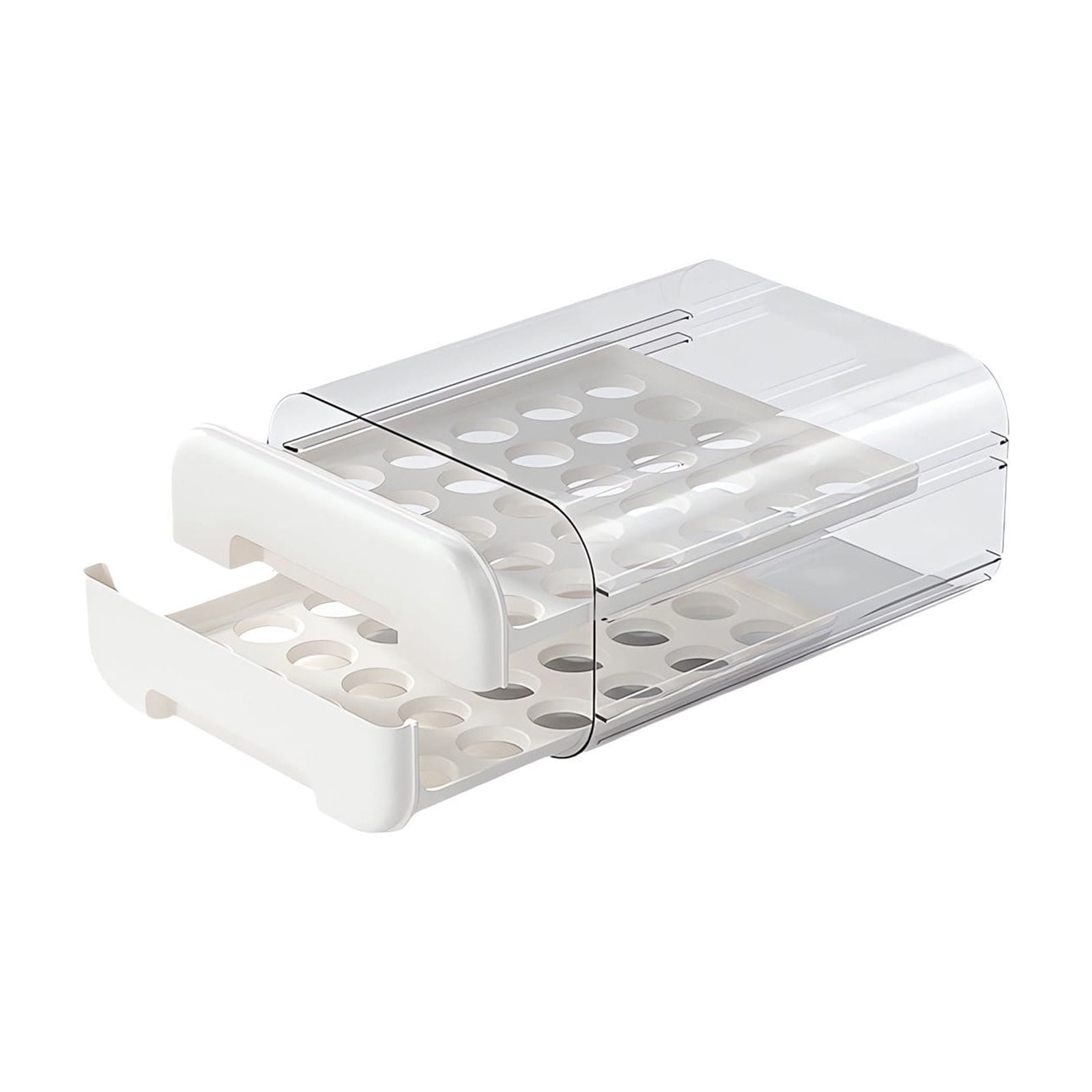 Refrigerator Eggs Storage Box, Multi-Layer Push-Pull Drawer, Space-Saving Egg Organizer, Ash Proof Design for Kitchen or Fridge, Clear Plastic Egg Holder