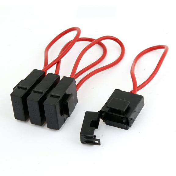 Unique Bargains Auto Car Sound Audio Inline  Fuse Holder Black Red 4 Pcs