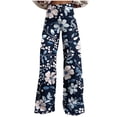 thumbnail image 2 of Xdegoge Vintage Floral Wide Leg Jeans for Women High Waisted Relaxed Fit Botanical Print Denim Trousers Flattering Stretch Pants Office Work Vacation Everyday Outfits, 2 of 6