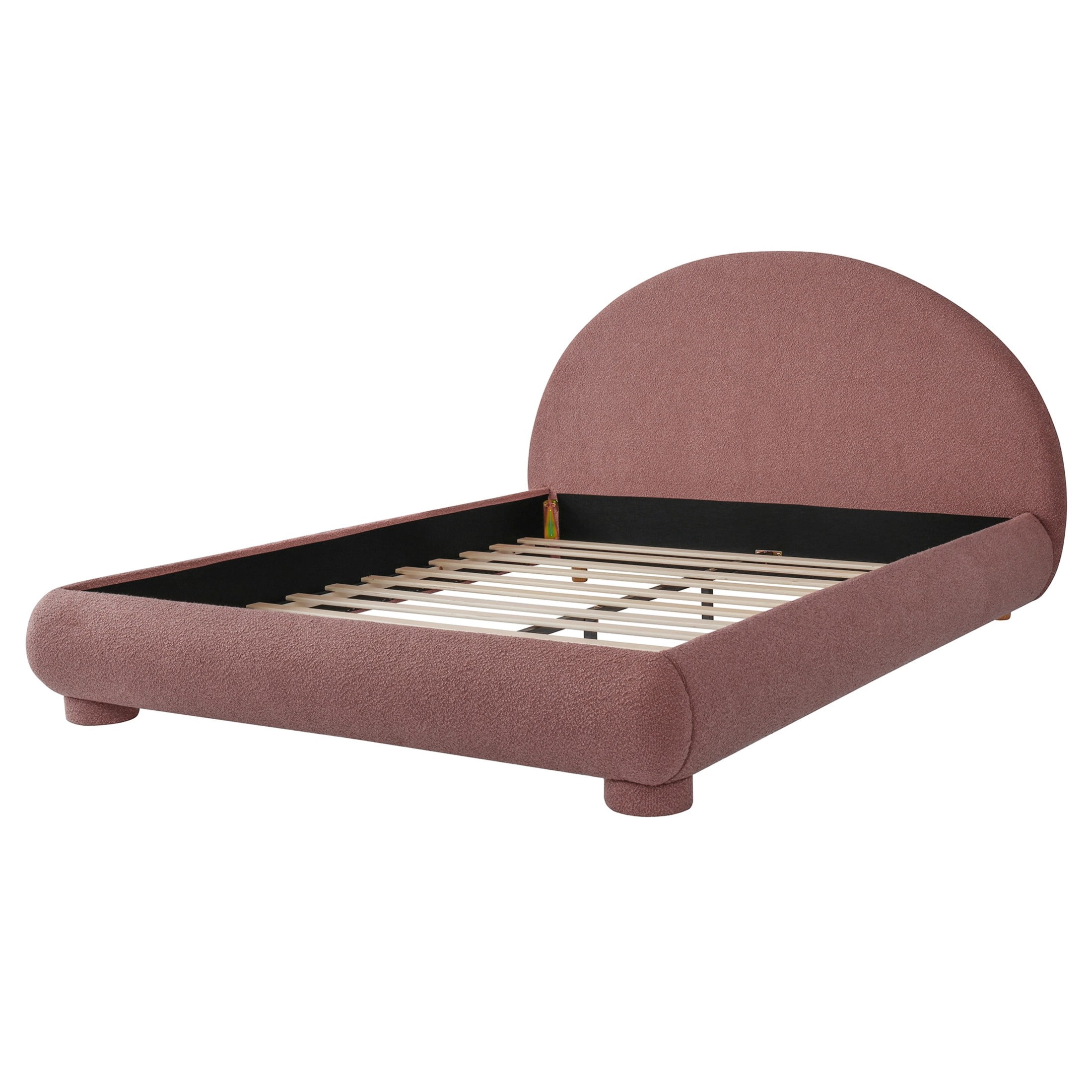 Christopher Knight Home Modern Boucle Upholstered Platform Bed with Arched Headboard, Queen Size, Russet Red