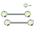 thumbnail image 1 of BodyJewelryOnline Nipple Barbell Implant Grade Titanium with CZ bezel Set Internally Threaded Women, 1 of 6