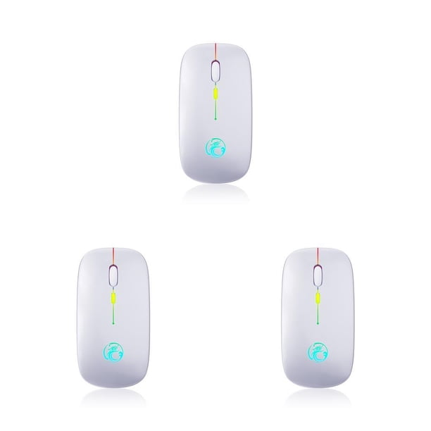 Inteprter Ratón recargable para portátil, compatible con Bluetooth, V5.0, receptor inalámbrico, 4 botones, modos dobles plateados de repuesto Type1 NO1