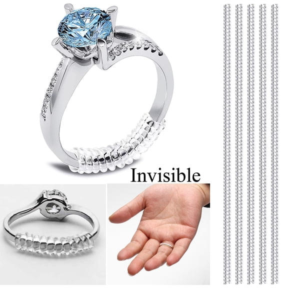 Invisible Ring Size Adjuster 5 Packs, Soft Silicone Ring Size Adjuster for Loose Rings, for Men and Women, Spiral Silicone Tightener Fits Most Round Rings