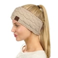 thumbnail image 3 of C.C Soft Stretch Winter Warm Cable Knit Fuzzy Lined Ear Warmer Headband, Dark Beige, 3 of 4