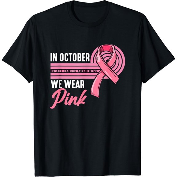 Breast Cancer Month October Pink Ribbon Awareness Support T-Shirt Black 2X-Large