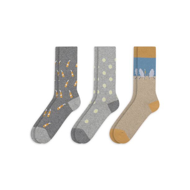 Men's 3 Pack Cotton Novelty Crew Socks