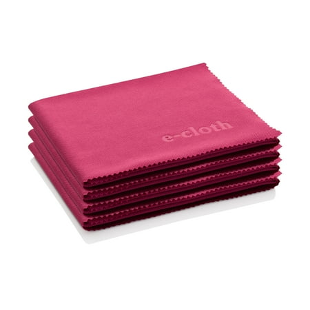 - E-Cloth Glass & Polishing Cloth - Brilliant for Sparkling Windows, Mirrors, Glassware, Chrome, and More - Raspberry Pink - 4 Pack