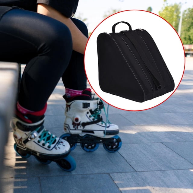 Bolsa de patines en rodillos livianos con bolso de patinaje de hielo correa de hombro ajustable negro