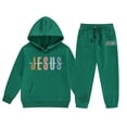 thumbnail image 4 of Child Jesus Loves You Print Hooded Sweatshirts Long Sleeve Warm Graphic Hoodies Girls Loose Pullover and Jogger Sweatpants 2 Piece Fall Winter Clothes Teen Girl Trendy Clothes 8-9 Years, 4 of 5