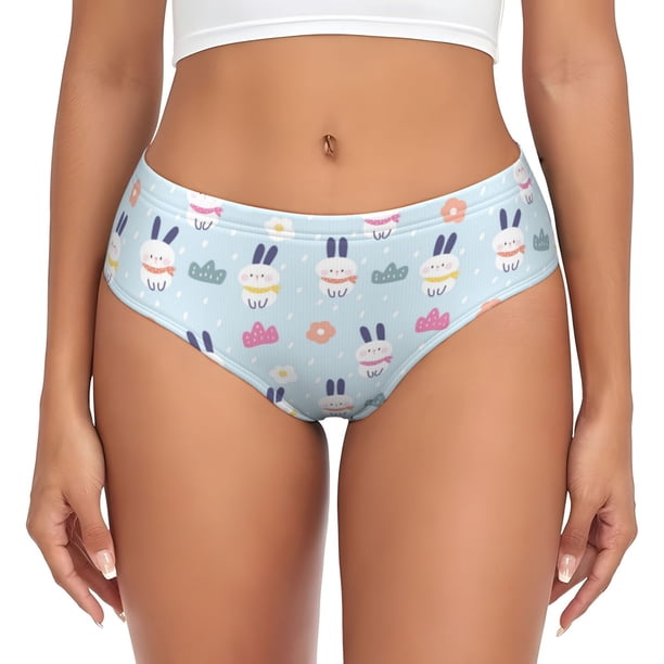 Balery Rabbit In The Rain Ropa Interior de Algodón para Mujer con Dibujo – Braguitas Cómodas y Elásticas, Estilo Clásico-3X-Large