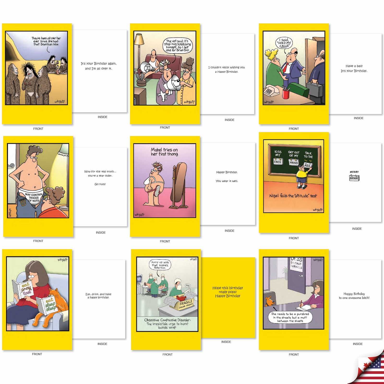 NobleWorks Whyatt's Wide Variety - Pack of 36 Mixed Occasions - Greeting Cards with Envelopes (4.63 x 6.75 Inch) - AC9382XXG-B1x36