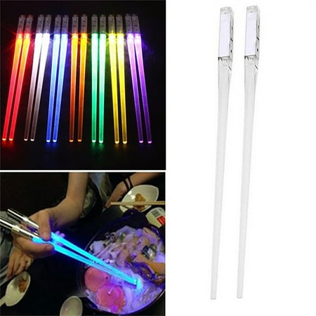 

YX STORE 1 Pair Food Chopsticks Reusable Food Grade Smooth Surface Eye-catching LED Illuminated Wear-resistant Lightweight BPA Free LED Luminous Chopsticks Kitchen Tool