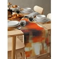 thumbnail image 6 of Table Runner Dresser Scarves 48 Inch Long, Abstract Modernity Graffiti Texture Linen Dining Table Runners Orange Brown Watercolor Painting Tabletop Scarf for Wedding Holiday Party Kitchen, 6 of 9