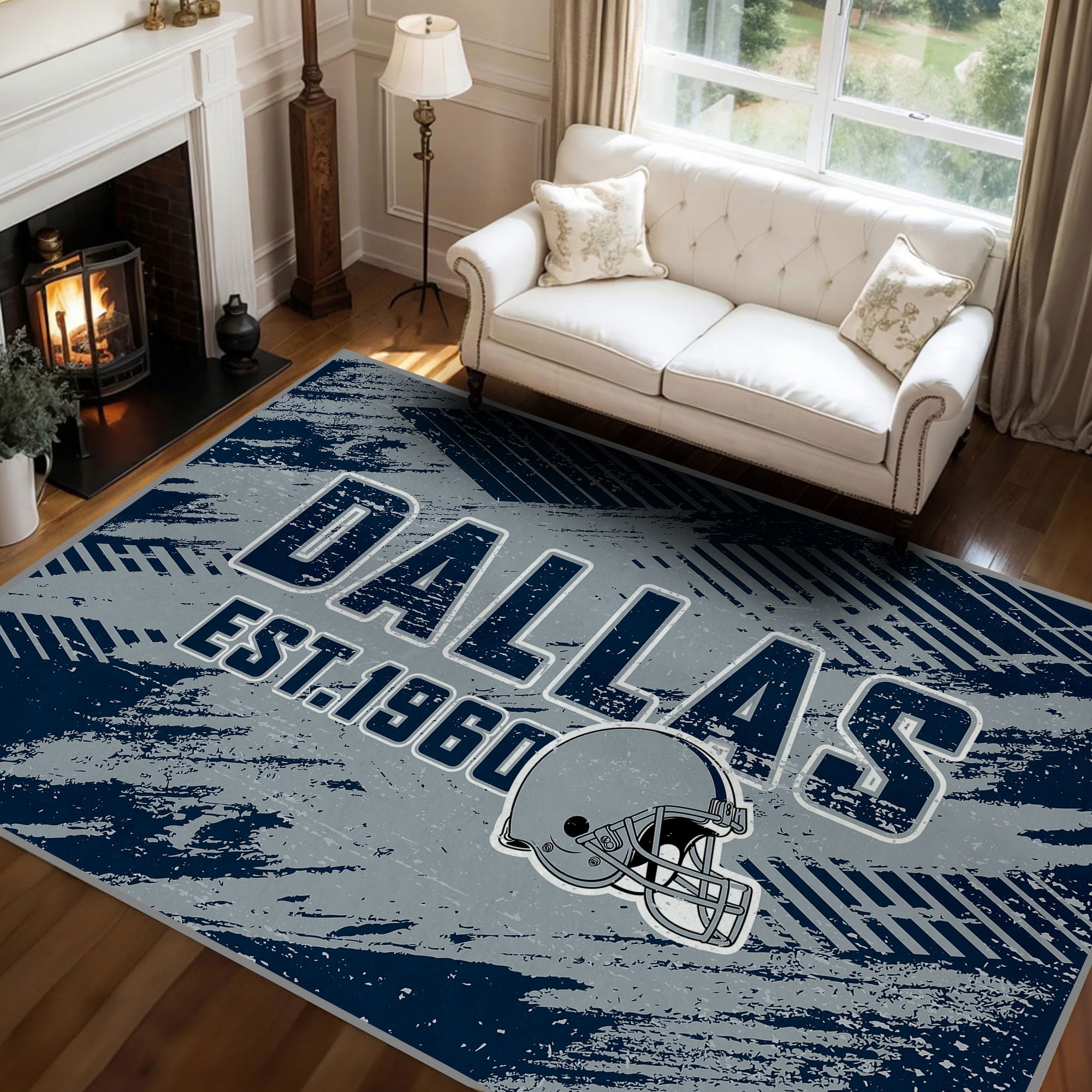 Dallas Football Rugs 2x3 Bedroom Living Room Football Carpet Non-Slip Machine Washable Area Rug for Boys and Man Cave Decor