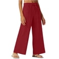 thumbnail image 5 of Cotton Linen Pants for Women 2026 Wide Leg Lounge Palazzo Trousers Drawstring Elastic Waist Summer Beach Vacation Travel Pant, 5 of 6