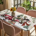 thumbnail image 3 of Christmas Table Cloths for 3 Foot Rectangle Tables, Xmas Snowman Truck Snowflake Tree Balls Rustic Patio Waterproof Elastic Fitted Tablecloths, Washable Rectangular Table Cover for Camping, 3 of 8
