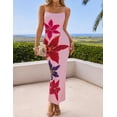 thumbnail image 2 of Vestido largo ZESICA para mujer, estampado floral, tirantes finos, color rosa, 2 of 8