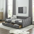 thumbnail image 2 of DEALTOPS Upholstered Daybed with Drawers, Modern Fabric Full Size Daybed Frame Sofa Bed, No Box Spring Needed, Space Saving - Grey, 2 of 8