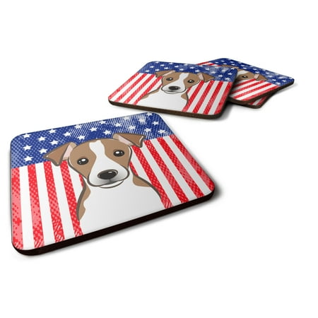 

Carolines Treasures BB2190FC American Flag and Jack Russell Terrier Foam Coaster Set of 4 3 1/2 x 3 1/2 multicolor