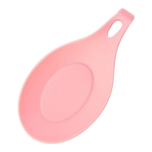 Nvzi Juego de 4 soportes para cucharas y espátulas de silicona resistentes al calor, 4 unidades, color rosa