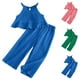 thumbnail image 4 of Odeerbi 3-8 Años Niñas Trajes de Verano Camisola de Gasa Con Volantes Pantalones de Pierna Ancha Conjunto de Dos Piezas Pantalones de Cintura Elástica Conjunto, 4 of 4