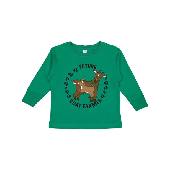 Inktastic Future Goat Farmer with Cute Goats and Hoof Prints Boys or Girls Long Sleeve Toddler T-Shirt