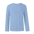 thumbnail image 6 of LNZGNM Blue Long Sleeve T Shirts for Men Casual Big and Tall Crew Neck Shirts Basic Cotton Blend Tshirt Lightweight Loose Fit Pullover Shirt, Light Blue L, 6 of 9
