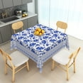 thumbnail image 4 of Tchckioa 52x52 Inch Square Tablecloth for Outdoor Party Decor,Washable Table Cloth Cover,Blue Floral, 4 of 6