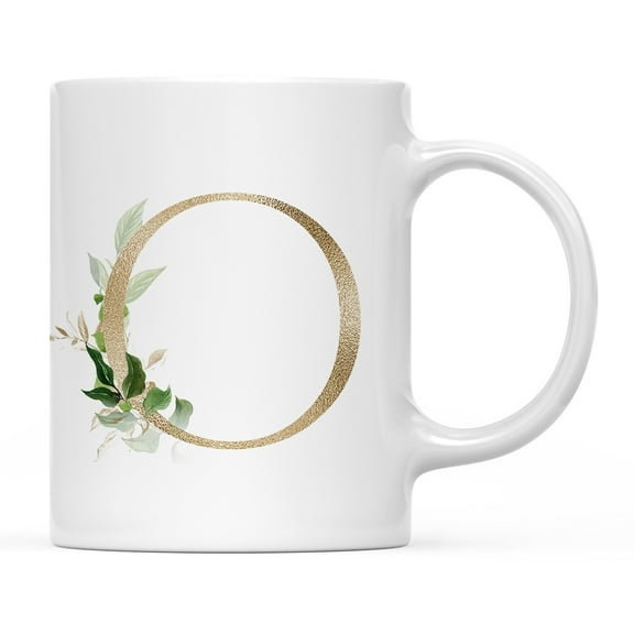Koyal Wholesale Ceramic Coffee Mug, Exotic Tropical Monogram, Letter O