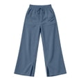 thumbnail image 5 of Ozmmyan Wide Leg Sweatpants for Womens Corduroy Drawstring Elastic Waist Flare Trousers with Pockets Split Hem Fall Winter Casual Solid Color,S-2XL, 5 of 6