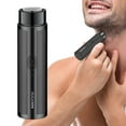 thumbnail image 3 of Afeitadora de barba eléctrica portátil, recargable por USB, de tamaño de bolsillo. Negro, 3 of 9